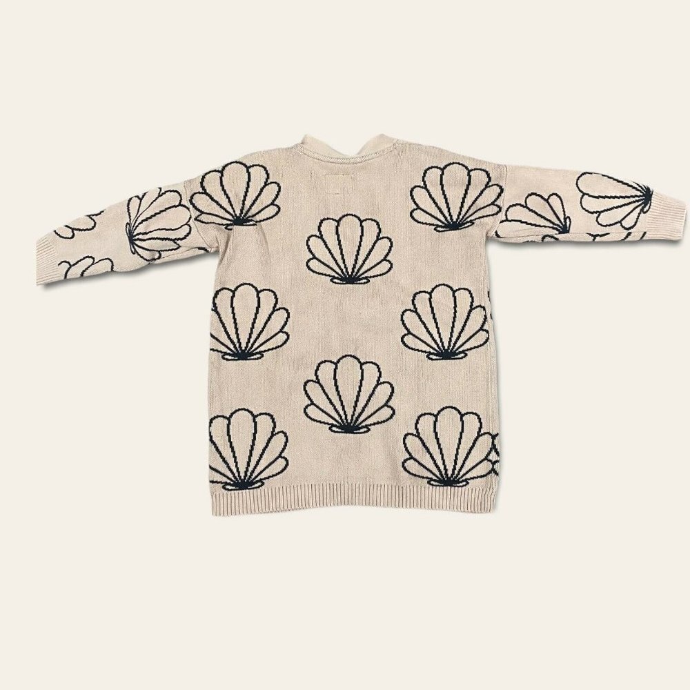 Huxbaby Kids Knit Cardigan 100% Organic Cotton Sweater Seashell Print Size 6 - Picture 2 of 4